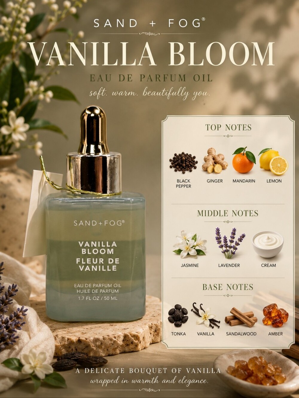 VANILLA BLOOM Sand + Fog Fragrance Oil. Also Known As Marie